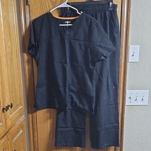 Scrubstar Black and Orange Scrub Top